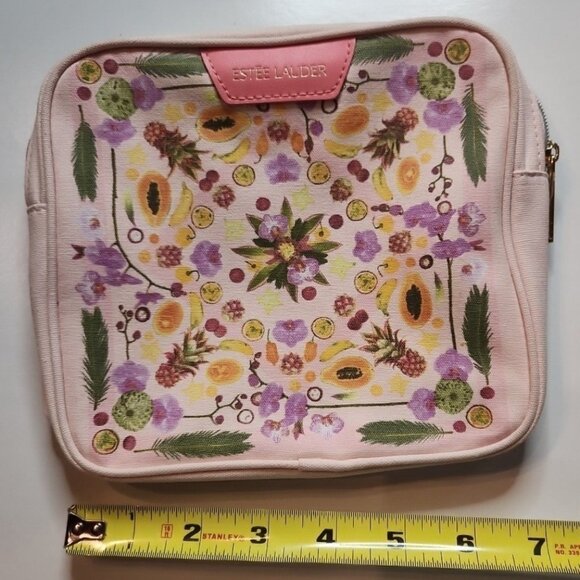Estée Lauder travel bag Floral Pink Canvas Cosmetic Pouch fairy amba locke - Picture 4 of 5
